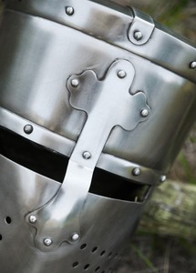 Casque de Chevalier Templier, environ 1200 AD, fabriqué à la main, en acier de 1,6 mm avec doublure en cuir, style médiéval, armure historique décorative - Product Image 2