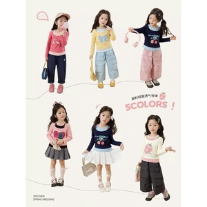 Childrens Faux Two Piece Long Sleeve T Shirt Cartoon Cotton Poplin Girls <b>Blouse</b> Fall 2025 New Style - Product Image 3