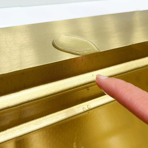 Thiết kế mới vàng 31 inch 304 thép không gỉ Bồn Rửa Nhà Máy handmade Nhà Bếp Máy Trạm chìm với thác nước khía cạnh - Product Image 4