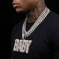 Promotion Collier Pendentif BABY de Luxe entièrement serti de pierres, Grand Pendentif Lettre 3D pour les Fans de Hip Hop, Cadeau pour Soirées en Boîte de Nuit