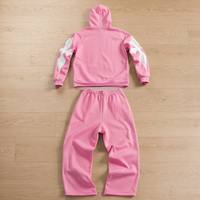 Conjunto Deportivo Personalizado al por Mayor para Hombre, Estilo Y2K, con Estampado Gráfico de Estrella y Cruz, Cierre Completo con Cremallera, en Felpa Francesa de Algodón