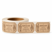 Rouleau d'étiquettes personnalisées en papier kraft pour savon, avec logo découpé, autocollantes, décoratives, faites à la main, pour emballage