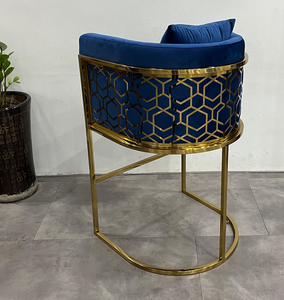 Chaise <span class=keywords><strong>de</strong></span> comptoir haute en nid d'abeille <span class=keywords><strong>de</strong></span> luxe en acier inoxydable doré, <span class=keywords><strong>tabouret</strong></span> <span class=keywords><strong>de</strong></span> <span class=keywords><strong>Bar</strong></span> en velours pour hôtel et maison - Product Image 3