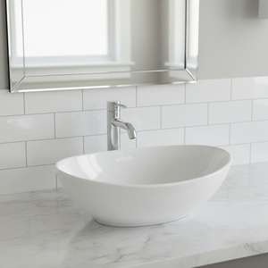 Lavabo de salle de bain en céramique blanc de forme ovale à poser sur <span class=keywords><strong>table</strong></span>, articles sanitaires artistiques, facile à nettoyer, lavabo à poser sur plan, lavabos - Product Image 1