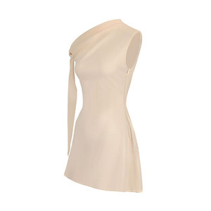 Nuevo Vestido Corto <span class=keywords><strong>Sexy</strong></span> de Moda para Mujer con Lazo y Hombro Oblicuo Irregular, Elegante Vestido Acampanado para Fiesta y Uso Diario - Product Image 5