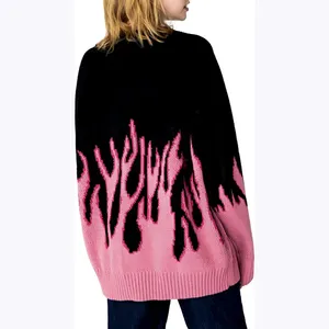 custom ZHUNA garment 100 acrylic women's sweaters knitted round neck acrylic crew neck sweater