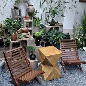 Mobilier d'extérieur Mobilier <span class=keywords><strong>scandinave</strong></span> Salon carré Table d'appoint en ciment Table basse <span class=keywords><strong>Petite</strong></span> table avec bords géométriques - Product Image 5