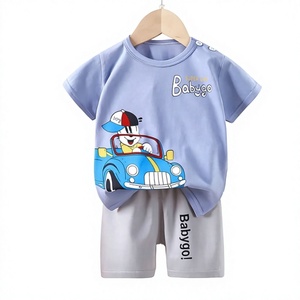 Conjuntos de Ropa Casual de Verano para Bebés y Niños Pequeños, Tejidos en Spandex/Poliéster, con Estampado de Letras, Camisetas de Manga Corta y Pantalones Cortos - Product Image 5