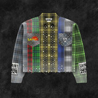 OEM Streetwear Maßgeschneiderte Acid Wash Vintage Mehrfarbige Patchwork Ketten-Stickerei Baumwoll-Flanell Langarm-Hemden für Herren
