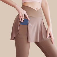 Deux pantalons de yoga combinés avec jupe trapèze Jupe de danse pour femmes automne et hiver Séchage rapide Fitness Scrunch Leggings