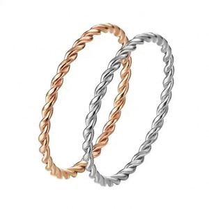 Anello Sottile di Lusso in Acciaio Inossidabile, Design Semplice e Intrecciato, Accessori all'Ingrosso - Product Image 2