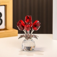 Rose en cristal à sept têtes créative, décoration florale éternelle pour le festival Qixi, la Saint-Valentin, la fête des mères, les anniversaires
