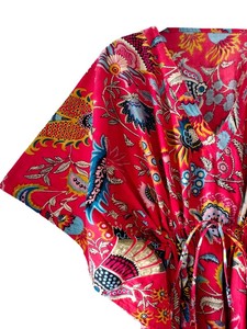 <b>Long</b> Floral Print <b>Kaftan</b> Dress for Women Relaxed Fit Boho Style Gathered Drawstring Waist Casual Wear Outfit - Product Image 3