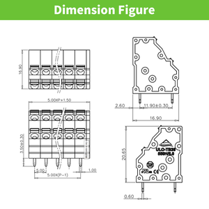 ขั้วต่อสายไฟแบบไม่ใช้สกรูสำหรับแผงวงจรพิมพ์ ระยะห่าง 5.0 มม. แบบสองระดับ - Product Image 3