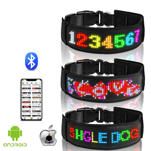 Collar de perro LED iluminado, aplicación de cambio de escritura, Collar de mascota brillante, pantalla LED programable, nombres en movimiento, collares LED personalizados - Product Image 1