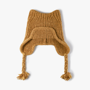 Bonnet d'hiver pour femme en tricot avec oreilles de chat, mélange de laine, pompon et liens tressés, doux, chaud, couleur unie, pour temps <span class=keywords><strong>froid</strong></span> - Product Image 4