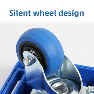 Stackable Plastic <b>Platform</b> Cart Four-Wheel Blue Industrial Hand <b>Trolley</b> 60x40cm - Product Image 3
