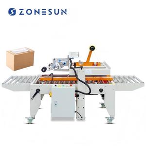 ZONESUN ZS-FKC4650 Automatic Tape Express Carton Box Sealing and Fanfold <b>Label</b> <b>Labeling</b> Packaging <b>Machine</b> - Product Image 1