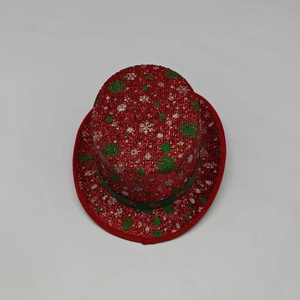 Christmas <b>Red</b> <b>Sequined</b> Top Hat With Snowflake Pattern Unisex Party Hat - Product Image 2