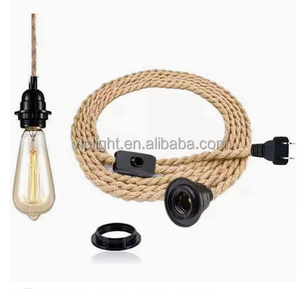 US Stekker 303 Schakelaar E26 Halve Draad 4,5m Hennep Touw 0,75mm Niet-Standaard Hoge Kwaliteit Draad Lamp Chandelier Zoutlamp Accessoire - Product Image 2