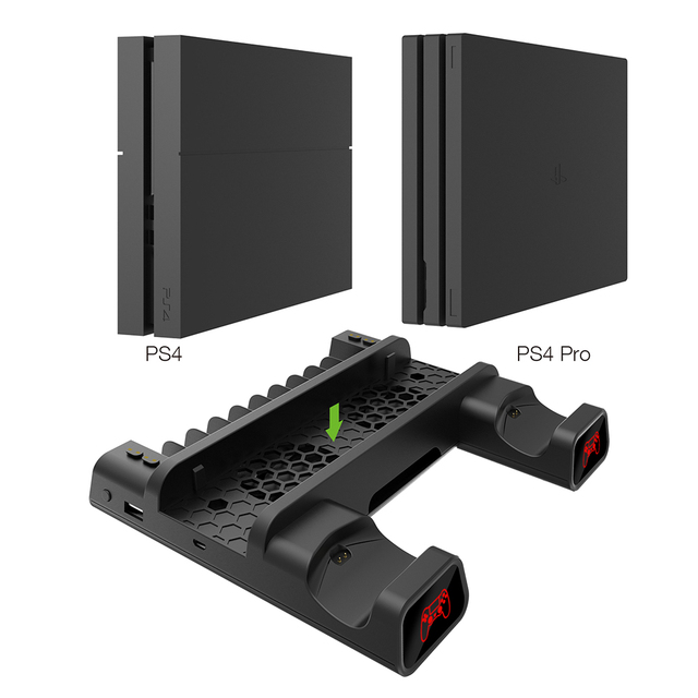 DOBE Factory Cooling Fan Charging Station Vertical Stand Game Disc Box Storage For PS4 Pro DualShock Game Accessories