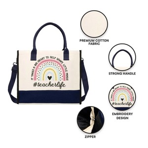 Premium Quality <b>Teacher</b> Life Canvas Tote <b>Bag</b> Eco Friendly Reusable Shopping <b>Bag</b> for <b>Teachers</b> Daily Carry Available For Sale - Product Image 2