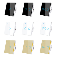 Interruptor de Luz Inteligente de Pared WiFi con Panel Táctil de Vidrio Universal, 1/2/3/4 Vías, 220V, Estándar EU/UK, Control por Voz y App Tuya para Uso en Hoteles y Hogares