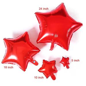 Ballons en aluminium Mylar en forme d'étoile à cinq branches de 24/5/10/18 pouces pour décoration de fête, vente directe d'usine - Product Image 4