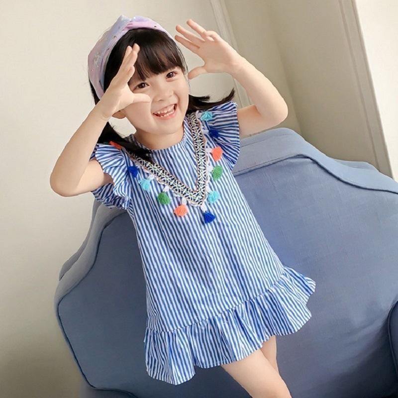 New1 printemps enfants robe à pois enfants robes pour filles coton à  manches longues fille robe mignonne filles vêtements plein décontracté  taffetas