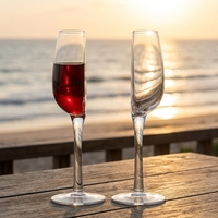 Verres à vin rouge créatifs demi-coupés, gobelets à côtés plats pour couple, soufflés à la main, à long pied, 140 ml, style minimaliste pour bar à domicile romantique