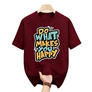 T-shirt con citazione ispiratrice '<span class=keywords><strong>Do</strong></span> <span class=keywords><strong>What</strong></span> Makes <span class=keywords><strong>You</strong></span> Happy', maglietta motivazionale con grafica artistica, t-shirt oversize in cotone a maniche corte, streetwear, top casual. - Product Image 1