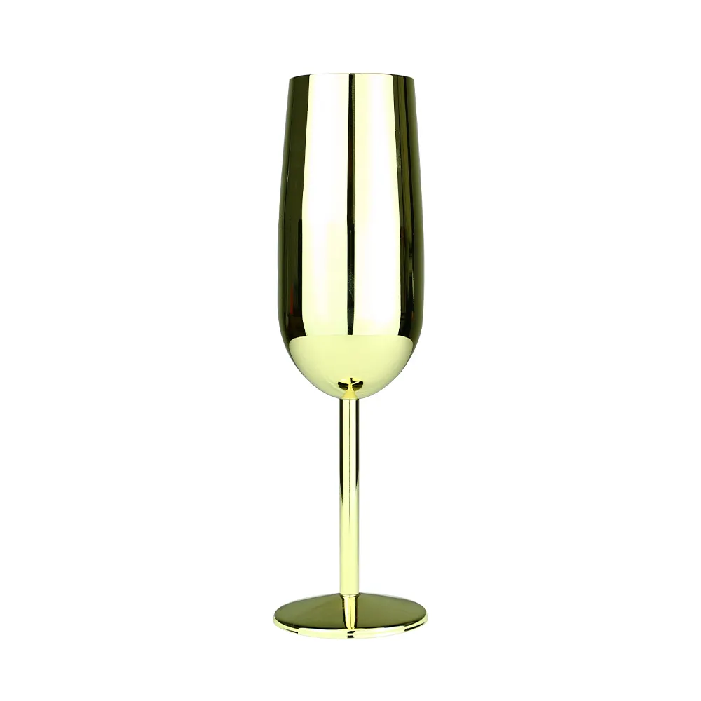 Kunden spezifische Galvanik Kupfer beschichtete Metall becher Wein becher geriffelte Weinglas Cocktail Edelstahl Champagner glas