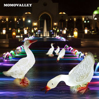 Décoration de Noël d'extérieur Momovalley, sculpture lumineuse LED 3D, plastique blanc, leurres de chasse sauvages chinois - motif oie et canard, indice de protection IP65