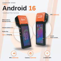 Terminal POS Android 16 GOODCOM Portabel 6 Inci dengan Printer Thermal Terintegrasi untuk Pencetakan Pesanan dan Struk Restoran