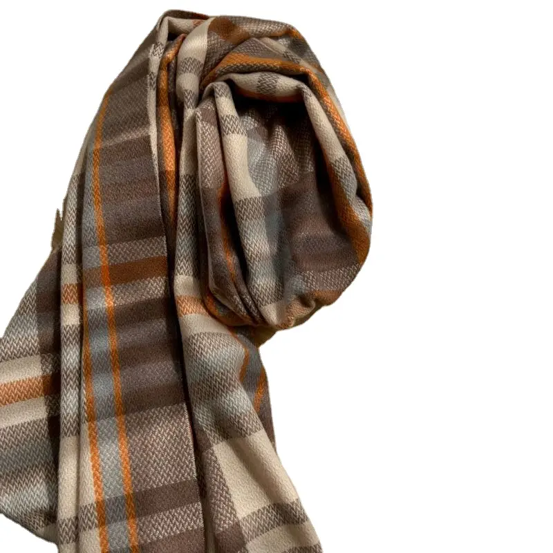Wholesale autumn fashion large long tassel cashmere blanket scarf pashmina shawls acrylic thick winter camel plaid mens scarfs