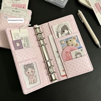 Nueva Carpeta de Anillas en Espiral A6 Rosa con Puntos, Estilo Instagram, de Alta Apariencia, de Poliuretano, Fabricada en China