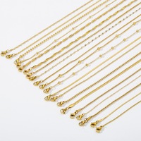 Kalung rantai baja tahan karat 18k DIY dapat diatur kalung rantai Kuba bermanik untuk wanita perhiasan leher rantai ular