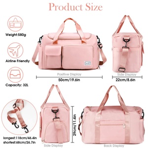 Sac de voyage unisexe léger grande capacité, imperméable, multifonctionnel, pour la gym, à bandoulière, avec fermeture éclair, tendance, durable, pour le week-end - Product Image 2