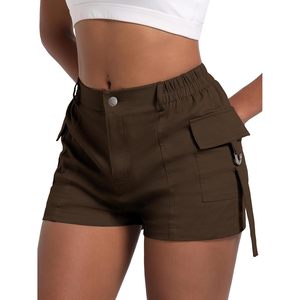 Comodo7กางเกงคาร์โก้ขาสั้นเอวสูงของผู้หญิงกางเกงขาสั้น Y2K ทรงสลิมฟิตเอวสูงขนาดเล็กมีกระเป๋าผ้าทอ - Product Image 4