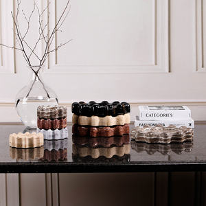 Vente en gros de cendrier moderne français de luxe en travertin et marbre noir et or naturel avec lumière pour la décoration intérieure - Product Image 3