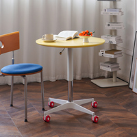 Table basse ronde en bois réglable en hauteur, mobile et à roulettes, couleur macaron, pour petit espace, maison, balcon, table à manger multifonctionnelle