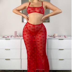 Avrupa amerika birleşik devletleri toptan faiz takım kadın seksi örgü dalga noktası uzun etek kalça perspektif gecelik dış ticaret - Product Image 3