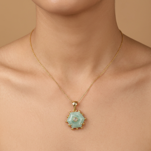 Natural Brass Amazonite Labradorite Apatite Jade Amethyst Tiger Eye Pendant Tiny CZ 18K Gold Plated <b>Beaded</b> Designer Necklace - Product Image 4