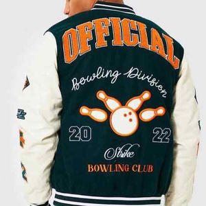 แจ็กเก็ตเบสบอลของผู้ชายขนาดใหญ่พิเศษออกแบบได้ตามที่ต้องการโลโก้ปักลายตัวอักษร - Product Image 3