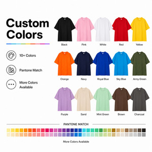 T-shirt unisexe à col rond personnalisé avec logo pour hommes et femmes, style streetwear oversize, tee-shirt vierge en gros, 10 couleurs, tailles S-4XL, rose, noir - Product Image 3