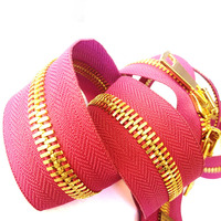 YYX Personnalisé # 5 Fermetures éclair métalliques pour sacs à main femme, dents plaquées or