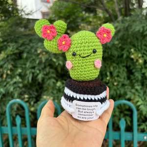 2025 venta al por mayor hilo de lana de ganchillo hecho a mano positivo girasol <span class=keywords><strong>corazón</strong></span> ganchillo <span class=keywords><strong>Cactus</strong></span> suculenta flor en maceta Día DE LA MADRE 50 Uds - Product Image 6