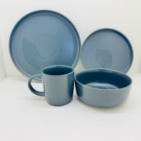 Service de table en céramique bleue de luxe classique, assiettes, bols, tasses à thé, résistant à la chaleur, compatible four, micro-ondes et lave-vaisselle
