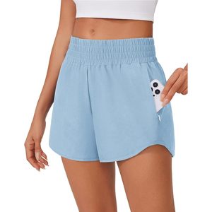 FOXA Pantalones cortos para correr de cintura alta para mujer, forro de malla de 2,5 pulgadas, de secado rápido, con bolsillos con cremallera, pantalones cortos deportivos para entrenamiento - Product Image 1
