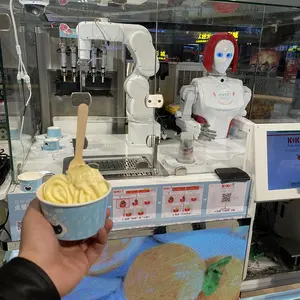 Ticari zemin ayakta beş tatlar yumuşak hizmet dondurma Robot Kiosk
